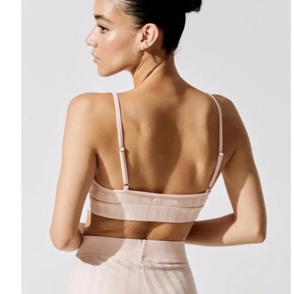 Jonathan Simkhai 2 Piece SET Ribbed.Bralette and Wide Leg Pant in Rosebud Size S - Picture 4 of 7